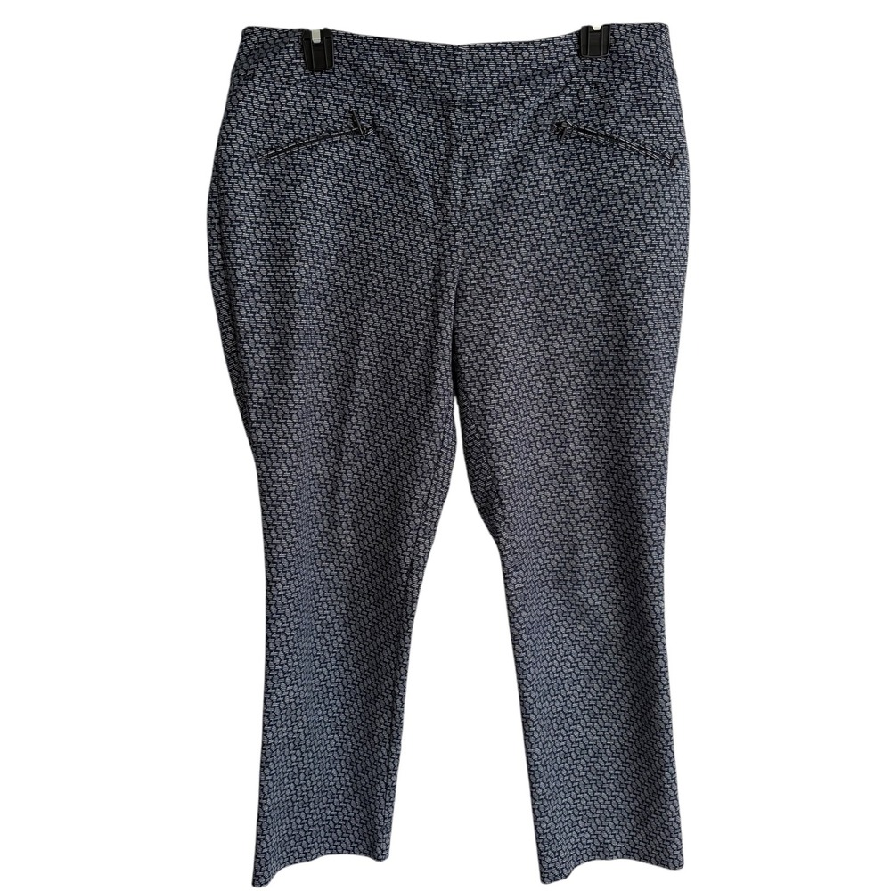 ANN TAYLOR Signature Navy Graphic Print‎ Straight Leg Ladies Ankle Pants, 10